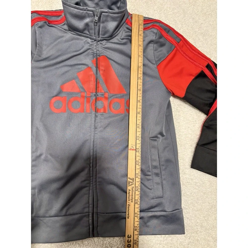 Adidas‎ Boys Sz 6 Black, Red & Gray Long Sleeve Full Zip Mock Neck Track Jacket